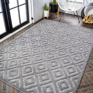 Portmany Neutral Diamond Trellis Indoor/outdoor Area Rug